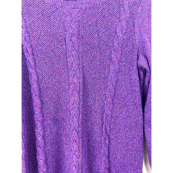 Talbots Deep Purple Pink Cable Knit Zip Back Sweater Cotton Soft Women XL 1127U - Picture 7 of 12